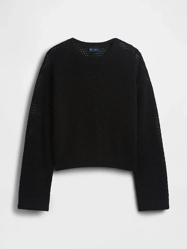 100 % bomull, heklet, avslappet genser