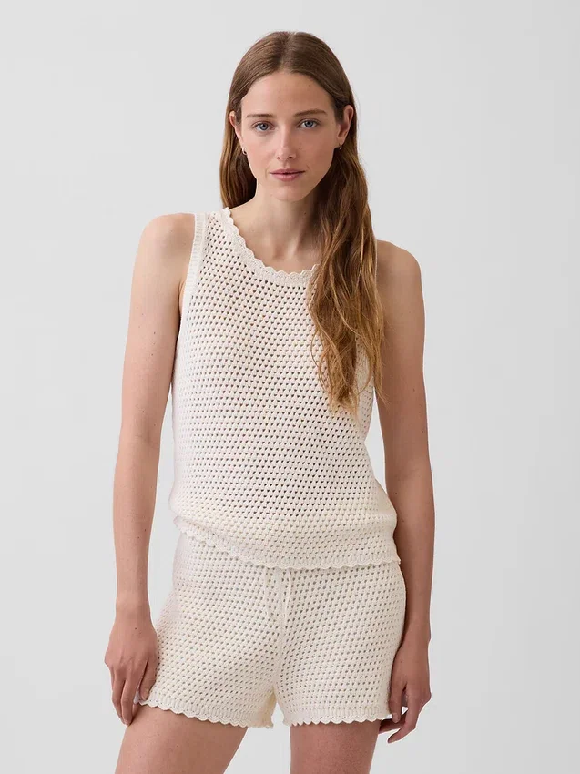 100 % bomull, heklet tank-top