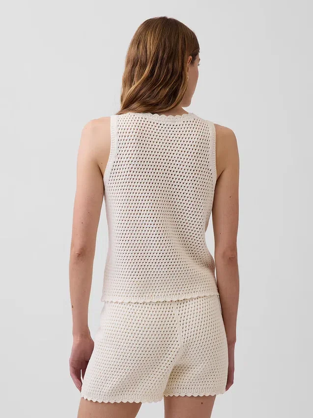 100 % bomull, heklet tank-top
