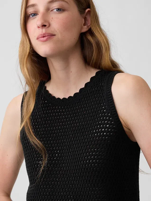 100 % bomull, heklet tank-top
