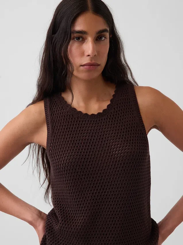 100 % bomull, heklet tank-top