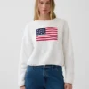 100 % bomull, oversized, kort genser i Americana-stil
