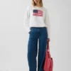 100 % bomull, oversized, kort genser i Americana-stil
