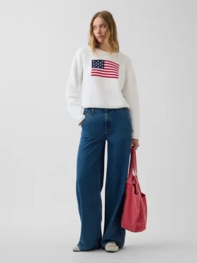 100 % bomull, oversized, kort genser i Americana-stil