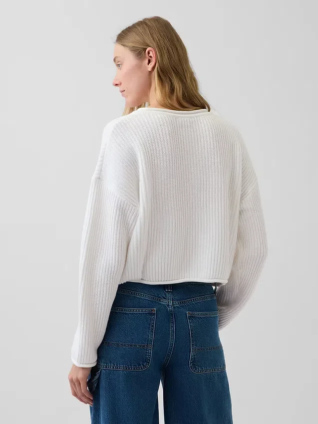 100 % bomull, oversized, kort genser i Americana-stil