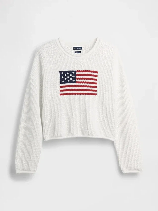 100 % bomull, oversized, kort genser i Americana-stil