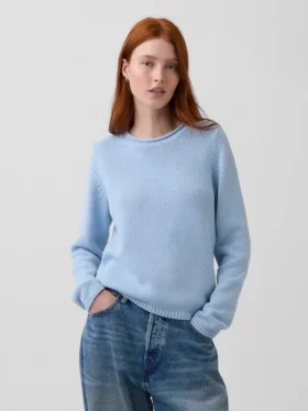 100 % bomullsgenser med rullekrage