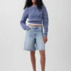 11" langmodell denimshorts med middels høy midje
