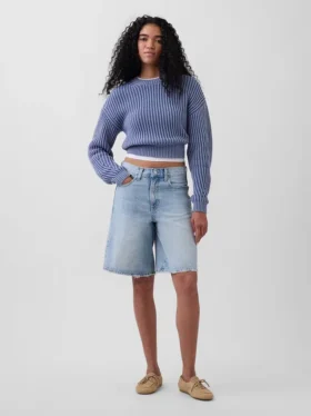 11" langmodell denimshorts med middels høy midje
