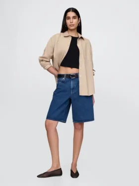 11" langmodell denimshorts med middels høy midje