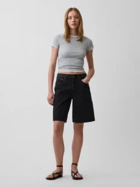 11" langmodell denimshorts med middels høy midje