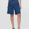 11" langmodell denimshorts med middels høy midje
