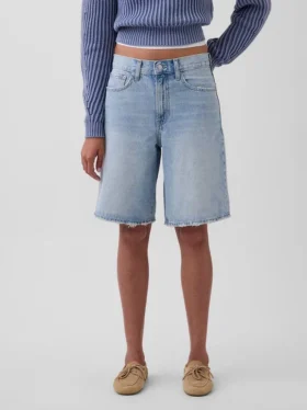 11″ langmodell denimshorts med middels høy midje