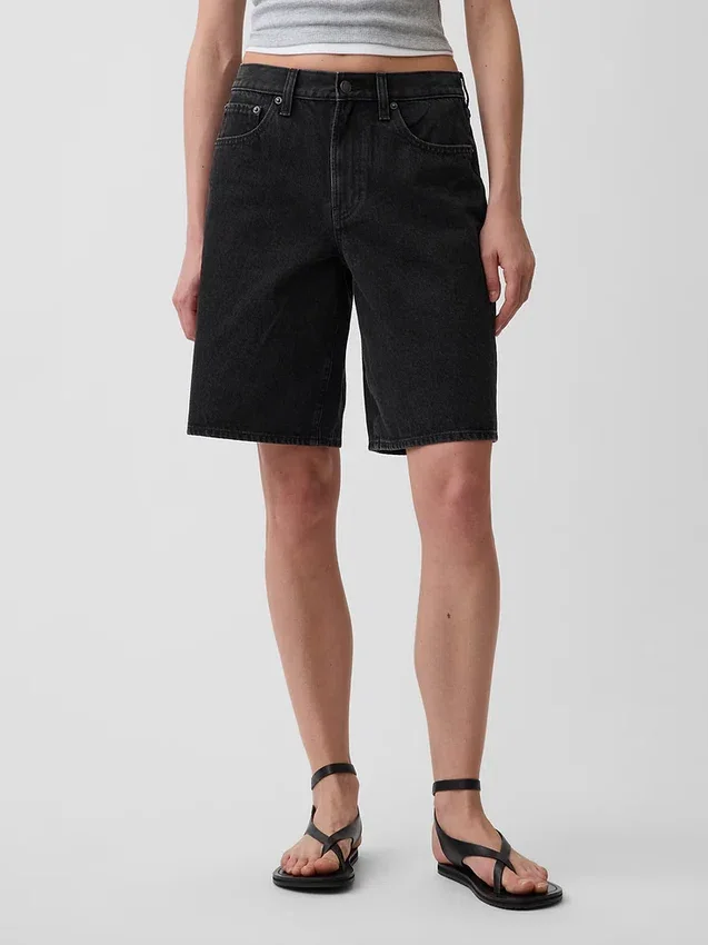 11" langmodell denimshorts med middels høy midje