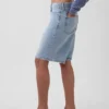11" langmodell denimshorts med middels høy midje