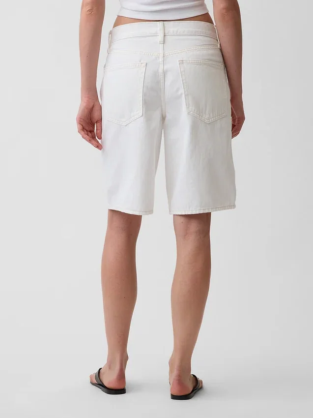 11" langmodell denimshorts med middels høy midje