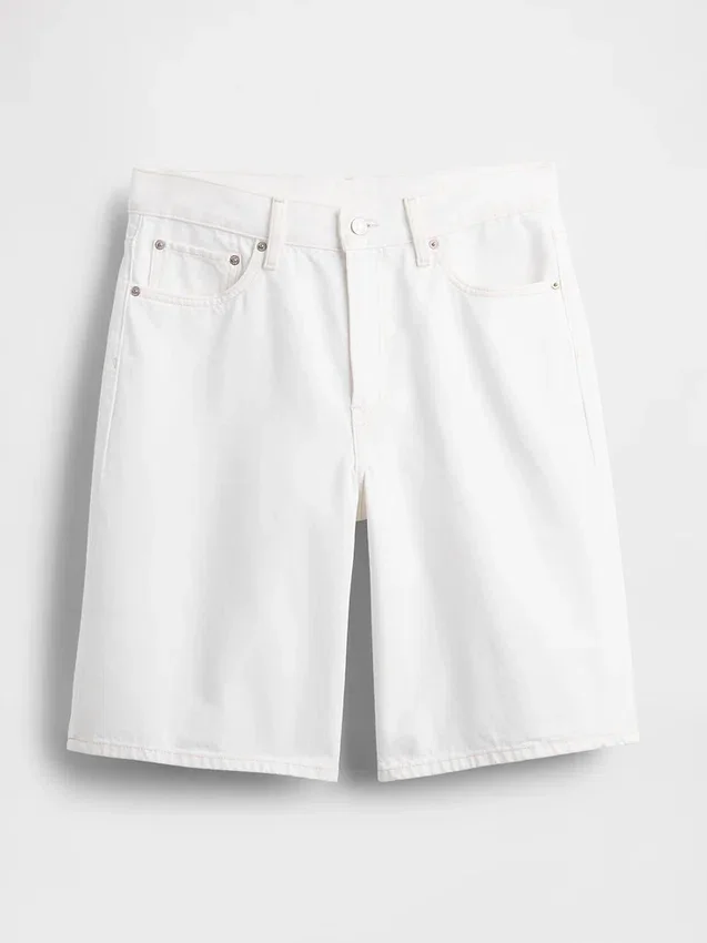 11" langmodell denimshorts med middels høy midje