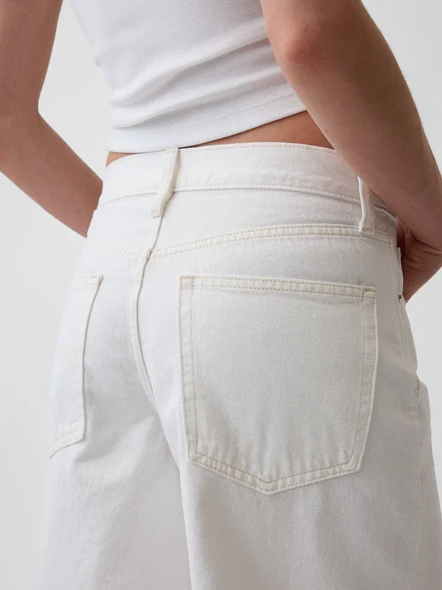 11" langmodell denimshorts med middels høy midje