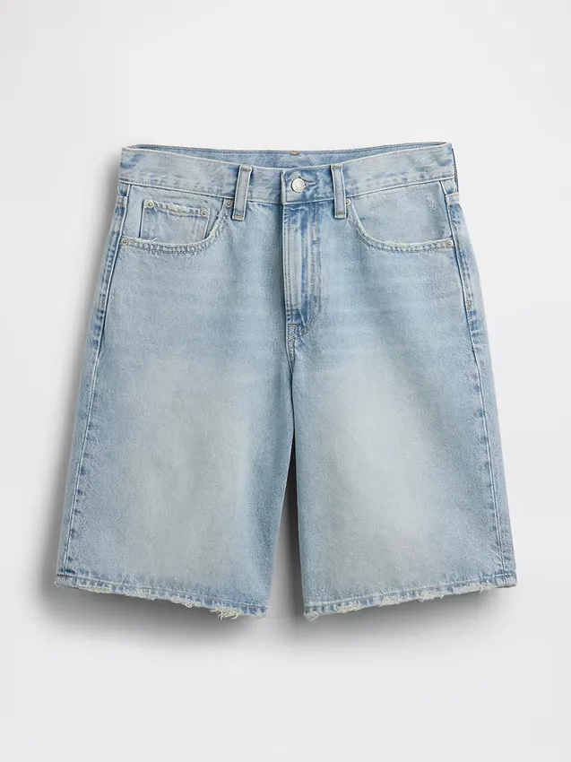 11" langmodell denimshorts med middels høy midje