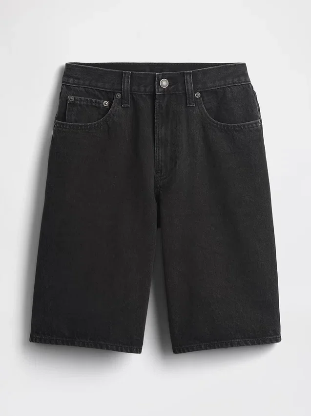 11" langmodell denimshorts med middels høy midje