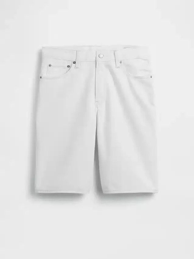 11" langmodell denimshorts med middels høy midje