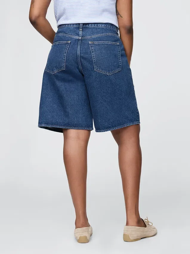 11" langmodell denimshorts med middels høy midje