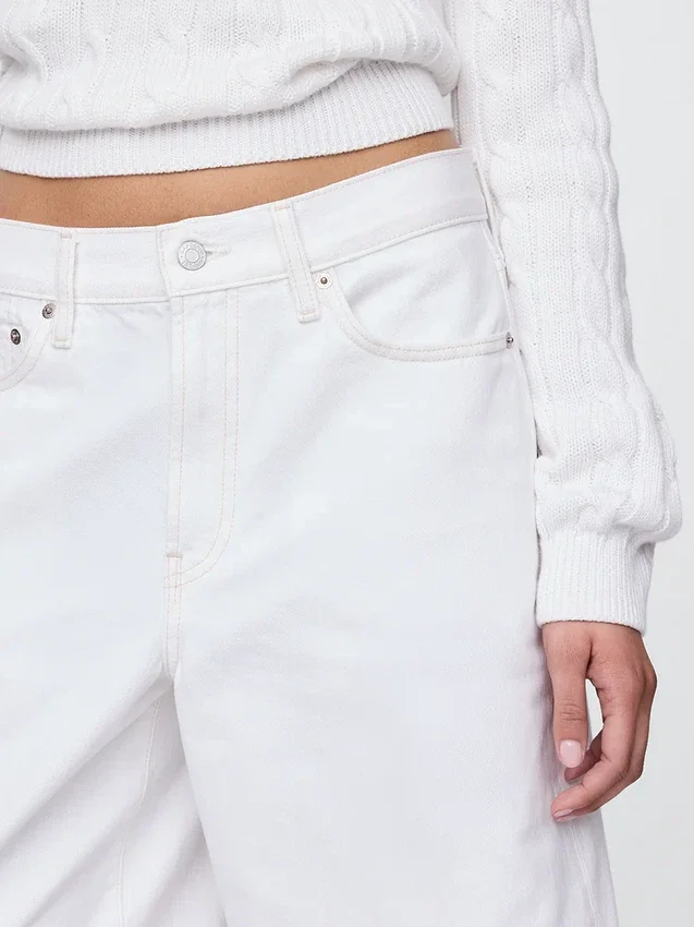 11" langmodell denimshorts med middels høy midje