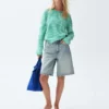 11" langmodell denimshorts med middels høy midje
