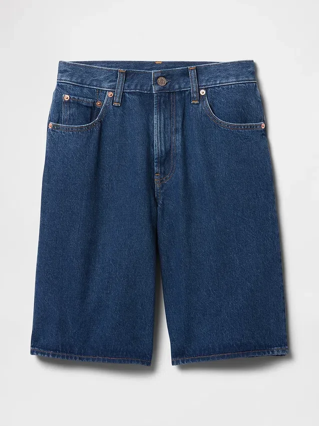 11" langmodell denimshorts med middels høy midje