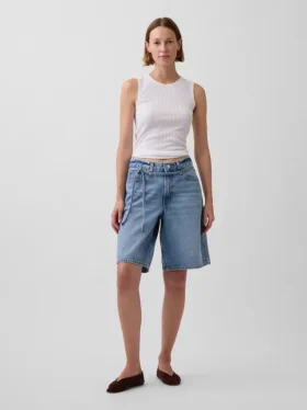 11" mid-rise Micro Belt Longline-jeansShorts
