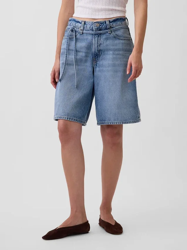 11" mid-rise Micro Belt Longline-jeansShorts