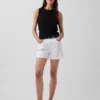 3,5" høy midje, avslappede, rette denimshorts
