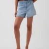 3,5" høy midje, avslappede, rette denimshorts