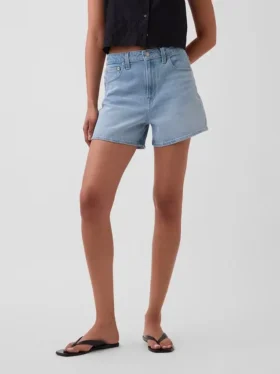 3,5″ høy midje, avslappede, rette denimshorts