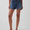 3,5" høy midje, avslappede, rette denimshorts
