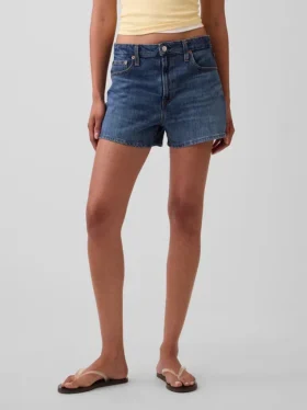 3,5″ høy midje, avslappede, rette denimshorts