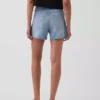 3,5" høy midje, avslappede, rette denimshorts