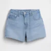 3,5" høy midje, avslappede, rette denimshorts