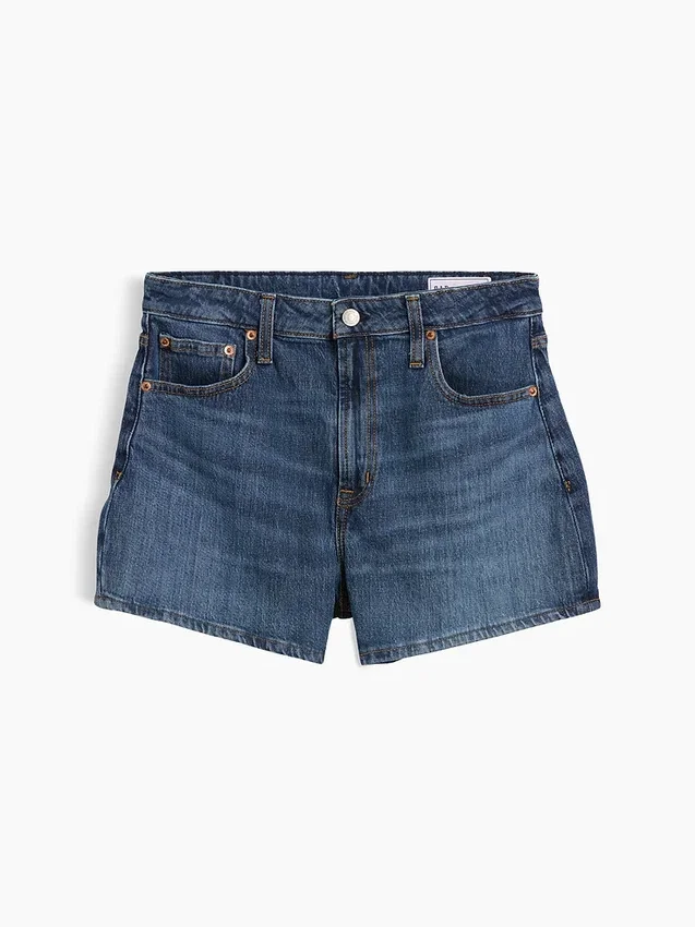 3,5" høy midje, avslappede, rette denimshorts
