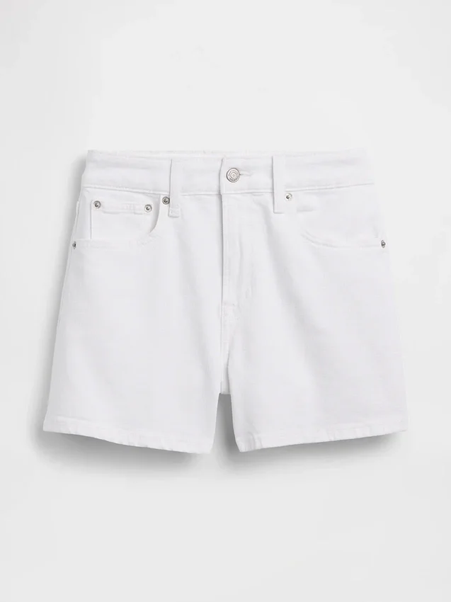 3,5" høy midje, avslappede, rette denimshorts