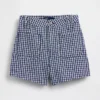 3,5" høye, avslappede, rette denimshorts i gingham-mønster