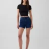 3,5" høye, avslappede, rette denimshorts i sjømannstil
