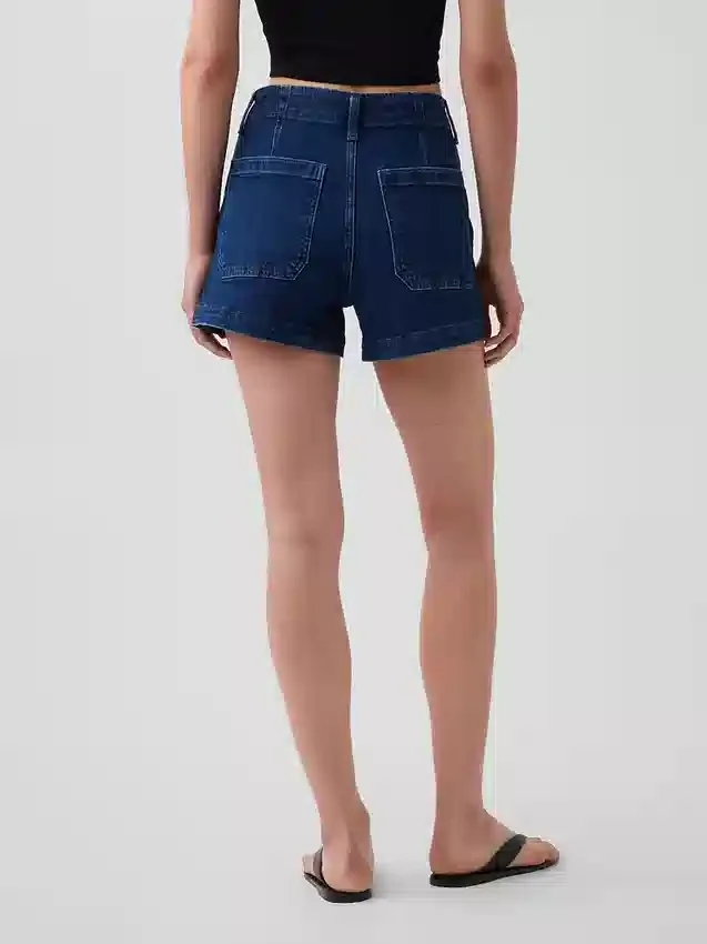 3,5" høye, avslappede, rette denimshorts i sjømannstil