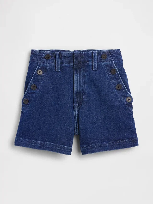 3,5" høye, avslappede, rette denimshorts i sjømannstil