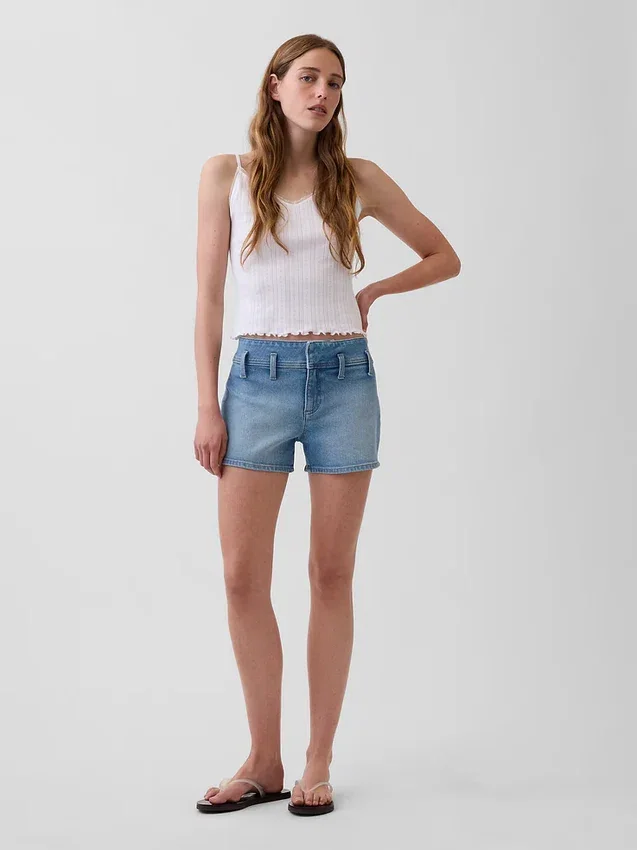 3" denimshorts med lav midje