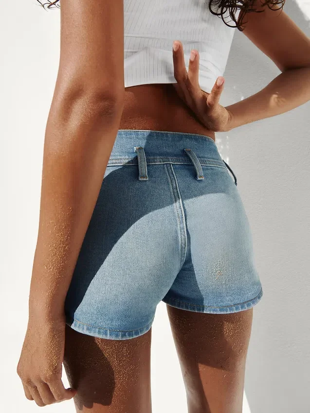 3" denimshorts med lav midje