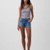 3" lavt sittende denim Shorts med snøring
