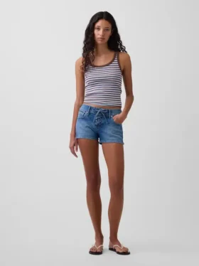 3" lavt sittende denim Shorts med snøring