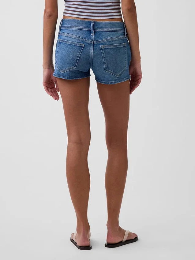 3" lavt sittende denim Shorts med snøring