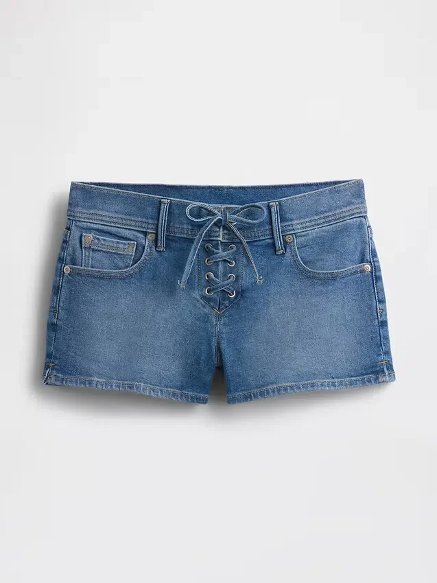 3" lavt sittende denim Shorts med snøring